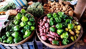 Vegetables in a village shop stock photos Vegetables in a village shop stock photos