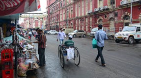 Vehicles and people on street in Kolkata, India Royalty Free Stock Photo Vehicles and people on street in Kolkata, India Royalty Free Stock Photo
