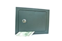 Veilige stortingsdoos met geld stock fotografie Veilige stortingsdoos met geld stock fotografie