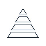 Vektor för pyramiddiagramsymbol som isoleras på vit bakgrund, pyramiddiagramtecken royaltyfri illustrationer Vektor för pyramiddiagramsymbol som isoleras på vit bakgrund, pyramiddiagramtecken royaltyfri illustrationer