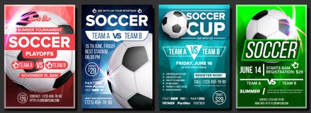 Vektor för uppsättning för affisch för fotbolllek Modern fotbollturnering Design för sportstång, barbefordran sport för fotboll f vektor illustrationer Vektor för uppsättning för affisch för fotbolllek Modern fotbollturnering Design för sportstång, barbefordran sport för fotboll f vektor illustrationer