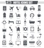 Vektor-Hotelschwarz-Ikonensatz Dunkelgraues klassisches Ikonendesign für Netz vektor abbildung Vektor-Hotelschwarz-Ikonensatz Dunkelgraues klassisches Ikonendesign für Netz vektor abbildung