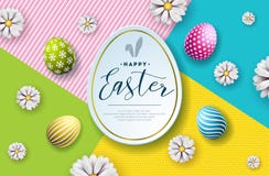 Vektor-Illustration glücklichen Ostern-Feiertags mit gemaltem Ei und Blume auf abstraktem Hintergrund international Lizenzfreies Stockbild Vektor-Illustration glücklichen Ostern-Feiertags mit gemaltem Ei und Blume auf abstraktem Hintergrund international Lizenzfreies Stockbild