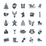 Vektor-Schattenbildikonen der Weihnachtssymbole flache eingestellt Stockbilder Vektor-Schattenbildikonen der Weihnachtssymbole flache eingestellt Stockbilder