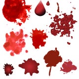 Vektorblut plätschert lokalisiert auf Weiß Gestaltungselemente in der verschiedenen Art Rot spritzt lizenzfreie abbildung Vektorblut plätschert lokalisiert auf Weiß Gestaltungselemente in der verschiedenen Art Rot spritzt lizenzfreie abbildung