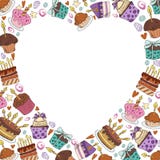 Vektorefterrätter och sötsaker stock illustrationer Vektorefterrätter och sötsaker stock illustrationer