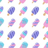 VektorEiscremeillustrationen lokalisiert auf Wei? Farblutscher-Pastellmuster mit rosa blauen Sommerbonbons Kinderdekoration lizenzfreie abbildung VektorEiscremeillustrationen lokalisiert auf Wei? Farblutscher-Pastellmuster mit rosa blauen Sommerbonbons Kinderdekoration lizenzfreie abbildung