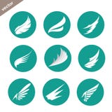 Vektorgrupp av vingar i cirkeln stock illustrationer Vektorgrupp av vingar i cirkeln stock illustrationer