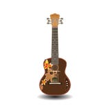 Vektorillustration av den hawaianska ukulelet för elektrisk gitarr som isoleras på vit bakgrund royaltyfri illustrationer Vektorillustration av den hawaianska ukulelet för elektrisk gitarr som isoleras på vit bakgrund royaltyfri illustrationer