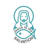 Vektorillustration av en bild av Jesus Christ och fisken stock illustrationer Vektorillustration av en bild av Jesus Christ och fisken stock illustrationer