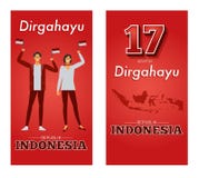Vektorillustration av självständighetsdagenrepubliken av Indonesien royaltyfri illustrationer Vektorillustration av självständighetsdagenrepubliken av Indonesien royaltyfri illustrationer