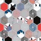 Vektorillustration des Schweins facescombined mit Hexagonelementen stock abbildung Vektorillustration des Schweins facescombined mit Hexagonelementen stock abbildung