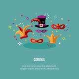 Vektorillustration med karneval och celebratory objekt royaltyfri illustrationer Vektorillustration med karneval och celebratory objekt royaltyfri illustrationer