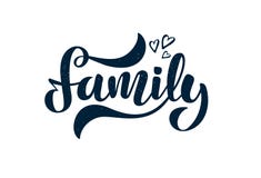 Vektorillustration mit Herzen und handgeschriebener Phrase Familie vektor abbildung Vektorillustration mit Herzen und handgeschriebener Phrase Familie vektor abbildung