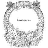 Vektorillustration Zen Tangle, klotterrundaram med blommor, mandala Anti-spänning för färgläggningbok för vuxna människor Svart v royaltyfri illustrationer Vektorillustration Zen Tangle, klotterrundaram med blommor, mandala Anti-spänning för färgläggningbok för vuxna människor Svart v royaltyfri illustrationer