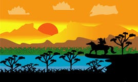 Vektorlandschaftscowboyabenteuer 2019 vektor abbildung Vektorlandschaftscowboyabenteuer 2019 vektor abbildung
