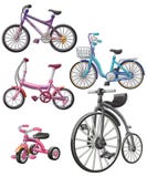 Vektorn isolerade 5 olika cyklar royaltyfri illustrationer Vektorn isolerade 5 olika cyklar royaltyfri illustrationer