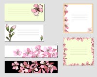 Vektorrahmen mit rosa Blumen Sammlung verschiedene Blumenpapieraufkleber für Anzeigen lizenzfreie abbildung Vektorrahmen mit rosa Blumen Sammlung verschiedene Blumenpapieraufkleber für Anzeigen lizenzfreie abbildung