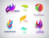 Vektorsatz des abstrakten Badekurortes, Lotos, gewellte Logos der Natur Entspannen Sie sich, Kosmetikikone lizenzfreie abbildung Vektorsatz des abstrakten Badekurortes, Lotos, gewellte Logos der Natur Entspannen Sie sich, Kosmetikikone lizenzfreie abbildung