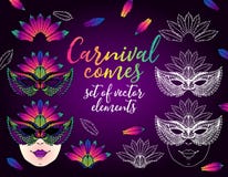 Vektorsatz Elemente für Karneval vektor abbildung Vektorsatz Elemente für Karneval vektor abbildung