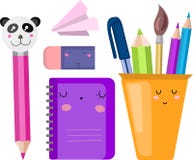 Vektorsatz, Sammlung, Illustration mit Schulbedarf Zur?ck zu Schule stock abbildung Vektorsatz, Sammlung, Illustration mit Schulbedarf Zur?ck zu Schule stock abbildung