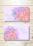Vektorsatz Schabloneneinladungen oder Grußkarten mit Hand gezeichneten Blumen, Rosen und Aquarellelementen Stockbilder Vektorsatz Schabloneneinladungen oder Grußkarten mit Hand gezeichneten Blumen, Rosen und Aquarellelementen Stockbilder