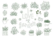 Vektorsatz Schwarzweiss-Gartenwerkzeuge vektor abbildung Vektorsatz Schwarzweiss-Gartenwerkzeuge vektor abbildung