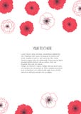 Vektorsommarillustration med blommor av vallmo med stället för text på vit bakgrund royaltyfri illustrationer Vektorsommarillustration med blommor av vallmo med stället för text på vit bakgrund royaltyfri illustrationer