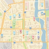 Vektorstadtplan mit Stiftstandortzeigern lizenzfreie abbildung Vektorstadtplan mit Stiftstandortzeigern lizenzfreie abbildung