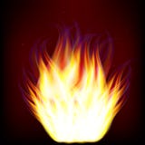 Vektorteckningsbild av den brinnande brandflamman på mörk bakgrund stock illustrationer Vektorteckningsbild av den brinnande brandflamman på mörk bakgrund stock illustrationer
