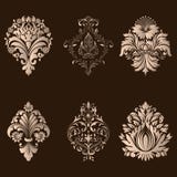 Vektoruppsättning av damast dekorativa beståndsdelar Eleganta blom- abstrakta beståndsdelar för design Göra perfekt för inbjudnin stock illustrationer Vektoruppsättning av damast dekorativa beståndsdelar Eleganta blom- abstrakta beståndsdelar för design Göra perfekt för inbjudnin stock illustrationer