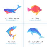 Vektoruppsättningen av abstrakta emblem och logoen planlägger mallar royaltyfri illustrationer Vektoruppsättningen av abstrakta emblem och logoen planlägger mallar royaltyfri illustrationer