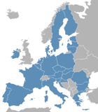 Vektoröversikt av Europa med europeiska fackmedlemstater som uteslutar Förenade kungariket royaltyfri illustrationer Vektoröversikt av Europa med europeiska fackmedlemstater som uteslutar Förenade kungariket royaltyfri illustrationer