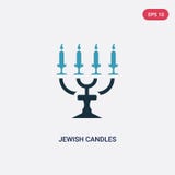 Velas judaicas de duas cores do ícone do vetor do conceito da religião o símbolo judaico azul isolado do sinal do vetor das velas ilustração stock Velas judaicas de duas cores do ícone do vetor do conceito da religião o símbolo judaico azul isolado do sinal do vetor das velas ilustração stock