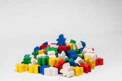 Vencedor azul Meeple na parte superior imagens de stock Vencedor azul Meeple na parte superior imagens de stock