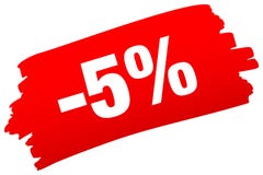Vendita rossa di pennellata meno cinque per cento illustrazione di stock Vendita rossa di pennellata meno cinque per cento illustrazione di stock