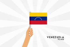 Vector cartoon illustration of human hands hold Venezuela flag royalty free illustration Vector cartoon illustration of human hands hold Venezuela flag royalty free illustration