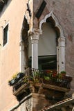 Venice, balcony on the corner with marble Moorish arches royalty free stock images Venice, balcony on the corner with marble Moorish arches royalty free stock images