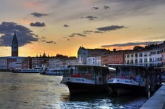 Venice, ferries at sunset royalty free stock photography Venice, ferries at sunset royalty free stock photography