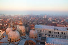 The Venice in fog at sunset stock photography The Venice in fog at sunset stock photography