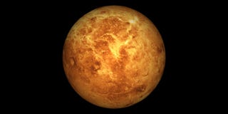 Venus planet from space round black background