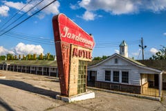 Verlaten motel op historische route 66 in Missouri royalty-vrije stock foto's Verlaten motel op historische route 66 in Missouri royalty-vrije stock foto's
