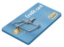 Vermijd creditcardvallen, als dit die als een creditcard omgezet in een muizeval kijkt stock fotografie Vermijd creditcardvallen, als dit die als een creditcard omgezet in een muizeval kijkt stock fotografie