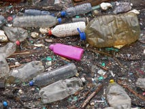 Verontreinigd Meer Verontreiniging in water Plastic flessen Ziekten en ziekten royalty-vrije stock fotografie Verontreinigd Meer Verontreiniging in water Plastic flessen Ziekten en ziekten royalty-vrije stock fotografie