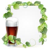 Verre de bière et branche d'houblon illustration de vecteur Verre de bière et branche d'houblon illustration de vecteur