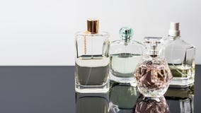 Verschiedene Parfümflaschen mit Reflexionen Parfümerie, Kosmetik Freier Platz für Text lizenzfreie stockfotos Verschiedene Parfümflaschen mit Reflexionen Parfümerie, Kosmetik Freier Platz für Text lizenzfreie stockfotos