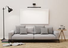 Verspotten Sie herauf leeres Plakat auf der Wand des Wohnzimmers, Hintergrund vektor abbildung Verspotten Sie herauf leeres Plakat auf der Wand des Wohnzimmers, Hintergrund vektor abbildung