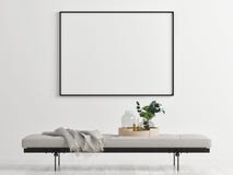 Verspotten Sie herauf Plakat mit sitzender Bank mit Blumendekoration, vektor abbildung Verspotten Sie herauf Plakat mit sitzender Bank mit Blumendekoration, vektor abbildung