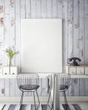 Verspotten Sie herauf Plakat mit Weinlesehippie-Caférestaurant-Innenraumhintergrund