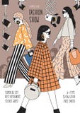 Verticaal vlieger of affichemalplaatje voor modeshow met hoogste modellen die modieuze kleding dragen die langs baan lopen of royalty-vrije illustratie Verticaal vlieger of affichemalplaatje voor modeshow met hoogste modellen die modieuze kleding dragen die langs baan lopen of royalty-vrije illustratie